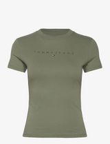 Tommy Jeans Slim Tonal Linear Camiseta Mujer aruba green