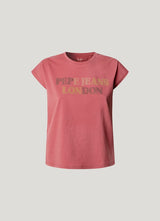Pepe Jeans Rowena Camiseta logo strass Mujer dark peach orange
