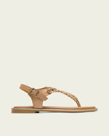 Porronet Sandalia Esclava Plana con Abalatorios Estela Mujer beige