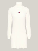 Tommy Jeans Vestido Corto Punto Cuello Cisne Mujer blanco